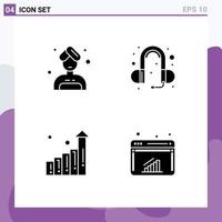 Set of Vector Solid Glyphs on Grid for woman chart ear graph internet Editable Vector Design Elements