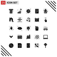 Modern Set of 25 Solid Glyphs Pictograph of medication speaker audience sound search Editable Vector Design Elements