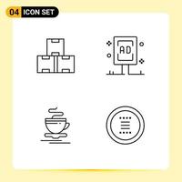Group of 4 Filledline Flat Colors Signs and Symbols for industry tea stock board hot Editable Vector Design Elements