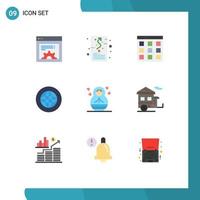 Pictogram Set of 9 Simple Flat Colors of baby help communication global center Editable Vector Design Elements