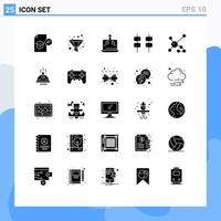 Modern Set of 25 Solid Glyphs and symbols such as biochemistry sweet cross marshmallow platform Editable Vector Design Elements