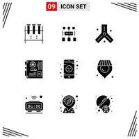 Set of 9 Modern UI Icons Symbols Signs for motherboard mainboard document main science Editable Vector Design Elements