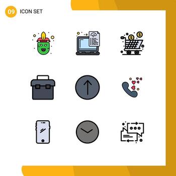 User Interface Pack of 9 Basic Filledline Flat Colors of toolbox equipment coding box product Editable Vector Design Elements