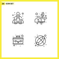 Mobile Interface Line Set of 4 Pictograms of rocket portfolio play love baby Editable Vector Design Elements