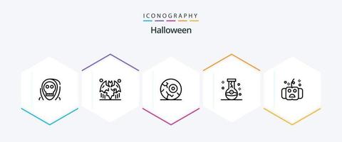 paquete de iconos de 25 líneas de halloween que incluye magia. matraz. noche. ojo. espacio vector