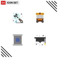 Group of 4 Flat Icons Signs and Symbols for search food judge warehouse hat Editable Vector Design Elements