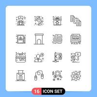 16 Universal Outlines Set for Web and Mobile Applications billiard transfer reward page document Editable Vector Design Elements