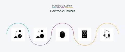 paquete de iconos de glifo 5 de dispositivos que incluye dj. consola. artilugio. ratón. artilugio vector