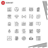 Modern Set of 25 Lines Pictograph of connectivity rank plug insignia wifi Editable Vector Design Elements