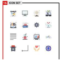 Set of 16 Modern UI Icons Symbols Signs for power industry pc energy computer Editable Pack of Creative Vector Design Elements