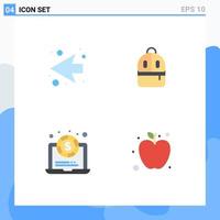 paquete de iconos de vector de stock de 4 signos y símbolos de línea para bolsa de dinero de flecha leer elementos de diseño de vector editables de fruta