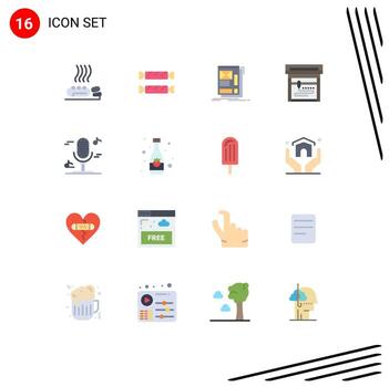 16 Flat Color concept for Websites Mobile and Apps microphone printing holiday machine layout Editable Pack of Creative Vector Design Elements
