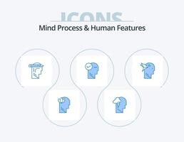 Mind Process And Human Features Blue Icon Pack 5 Icon Design. imaginaton. thinking. head. solution. mind vector