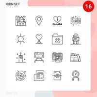 Modern Set of 16 Outlines Pictograph of heart logo love circle photo Editable Vector Design Elements