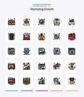 Creative Marketing Growth 25 Line FIlled icon pack  Such As business. diamond. chart. delivery. trend vector