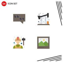 Mobile Interface Flat Icon Set of 4 Pictograms of bubble labour pollution employee landmark Editable Vector Design Elements