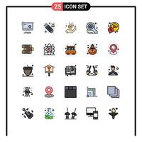 25 Universal Filled line Flat Color Signs Symbols of bubble search virus property money Editable Vector Design Elements