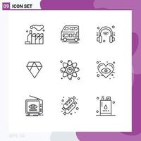 9 Creative Icons Modern Signs and Symbols of graph atom helpdesk crypto currency coin Editable Vector Design Elements