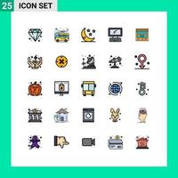 25 iconos creativos signos y símbolos modernos del navegador pc luna teclado monitor elementos de diseño vectorial editables vector