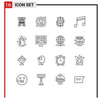 Outline Pack of 16 Universal Symbols of baby music sync media smartphone Editable Vector Design Elements