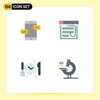 Mobile Interface Flat Icon Set of 4 Pictograms of app development web mobile internet medical Editable Vector Design Elements