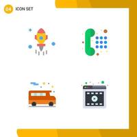 Editable Vector Line Pack of 4 Simple Flat Icons of astronomy school fly telephone browser Editable Vector Design Elements