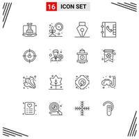 Modern Set of 16 Outlines and symbols such as planning management smart business contacts Editable Vector Design Elements