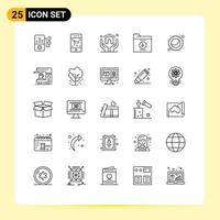 Modern Set of 25 Lines and symbols such as moon office home folder documents Editable Vector Design Elements