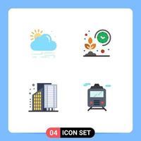 conjunto de 4 iconos de interfaz de usuario modernos signos de símbolos para la granja de negocios eólicos distrito de crecimiento elementos de diseño de vectores editables