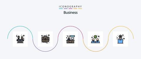 paquete de iconos de 5 planos llenos de línea de negocios que incluye personal. desarrollo. consultante. negocio. colaboración vector