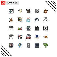 paquete de iconos de vectores de stock de 25 signos y símbolos de línea para elementos de diseño de vectores editables de gestión de estudios humanos de escritura de cilindros