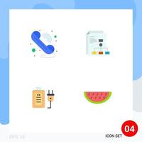 Group of 4 Flat Icons Signs and Symbols for call charge wifi invoice education Editable Vector Design Elements