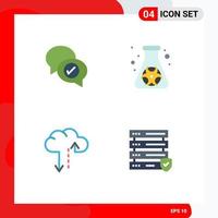 Universal Icon Symbols Group of 4 Modern Flat Icons of chat data chatting pollution data Editable Vector Design Elements