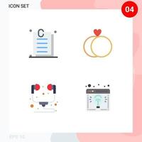 Set of 4 Modern UI Icons Symbols Signs for attachment hardware ui rings headset Editable Vector Design Elements