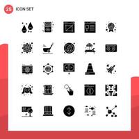 Set of 25 Modern UI Icons Symbols Signs for page develop interaction browser web Editable Vector Design Elements