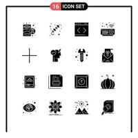 Pictogram Set of 16 Simple Solid Glyphs of new projector summer hardware website Editable Vector Design Elements