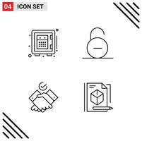 User Interface Pack of 4 Basic Filledline Flat Colors of deposit job money safety work Editable Vector Design Elements