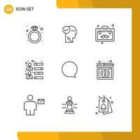 Set of 9 Modern UI Icons Symbols Signs for instagram team skills briefcase growth businessman Editable Vector Design Elements