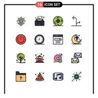 Mobile Interface Flat Color Filled Line Set of 16 Pictograms of electronics button fear traffic directional Editable Creative Vector Design Elements