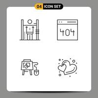 Mobile Interface Line Set of 4 Pictograms of performance mouse improvement interface board Editable Vector Design Elements