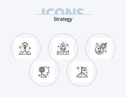 paquete de iconos de línea de estrategia 5 diseño de iconos. empresario. negocio. llave. solución de negocio. lluvia de ideas vector