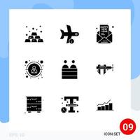 Pictogram Set of 9 Simple Solid Glyphs of court target transportation seo new year Editable Vector Design Elements