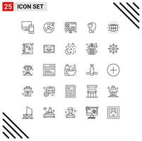 25 Universal Lines Set for Web and Mobile Applications box user factory male shield Editable Vector Design Elements