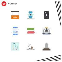 User Interface Pack of 9 Basic Flat Colors of send message optimize email back side Editable Vector Design Elements