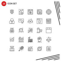 Set of 25 Vector Lines on Grid for education ok report mark internet Editable Vector Design Elements