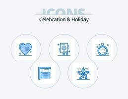 Celebration and Holiday Blue Icon Pack 5 Icon Design. party. festival. star. celebration. holiday vector