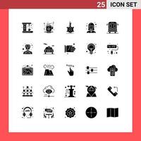 User Interface Pack of 25 Basic Solid Glyphs of bus student research girl development Editable Vector Design Elements