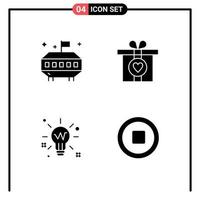 4 Creative Icons Modern Signs and Symbols of astronomy solution gift bulb media Editable Vector Design Elements