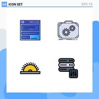Mobile Interface Filledline Flat Color Set of 4 Pictograms of file construction code production tool Editable Vector Design Elements