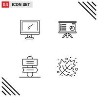 Pictogram Set of 4 Simple Filledline Flat Colors of computer graph imac analytics report Editable Vector Design Elements